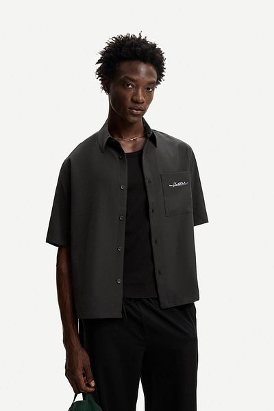 Bershka Tailored boxy fit shirt with embroidery