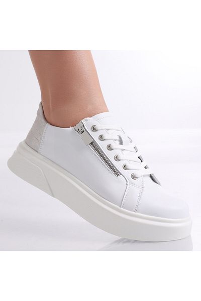 MODA STİL Women's casual shoes White made of natural leather Ronla, 36