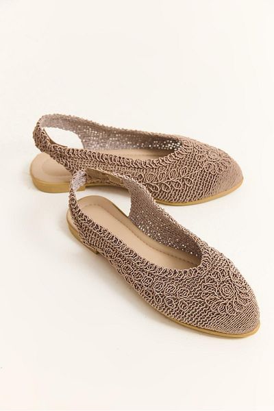Raneel Kazançlı Alışveriş Knitted Model Women's Ballerina Shoes Mink