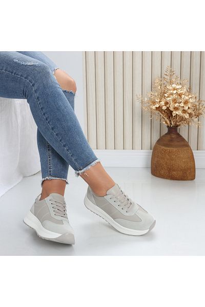 MODA STİL Women's casual shoes in gray genuine leather Bella, 37