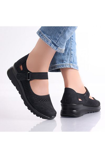 MODA STİL Women's casual shoes in black Tiga eco-leather, 40