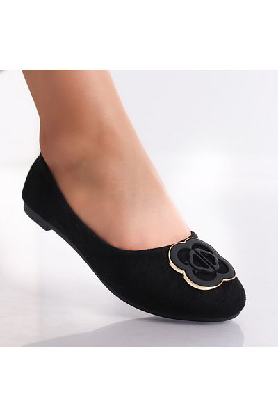 MODA STİL Women's Black Ballerinas Made of Eco-Suede Leather Enona, 38