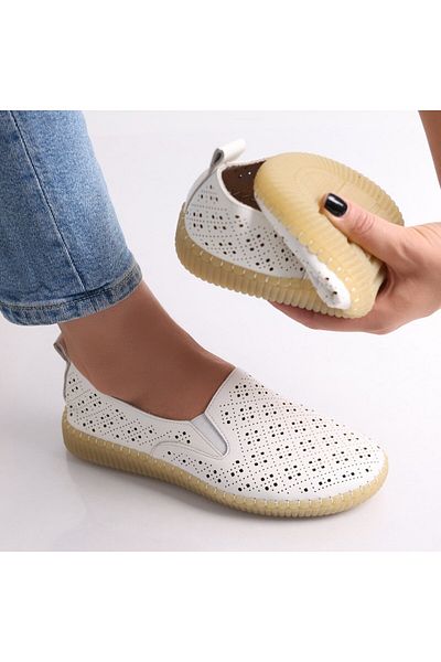 MODA STİL Women's Casual White Shoes Made of Sovani Ecological Leather, 40