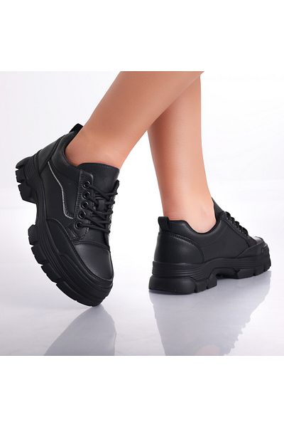 MODA STİL Women's Casual Black Shoes Made of Eco-Leather Esle, 39