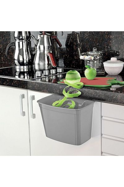 SyaMAG Coș de gunoi suspendat, model din plastic, capacitate 4 l, argintiu