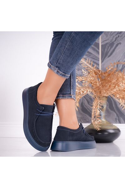 MODA STİL Women's casual shoes Navy Blue made of natural suede leather Sandy, 40