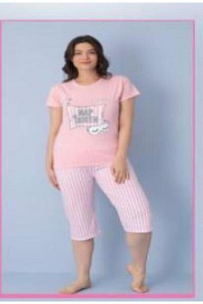 skycott Women's Pink Cotton Short Sleeve Capri Viscose Pajama Set