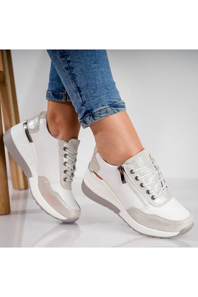 MODA STİL Women's casual white shoes made of natural leather Bilon, 41
