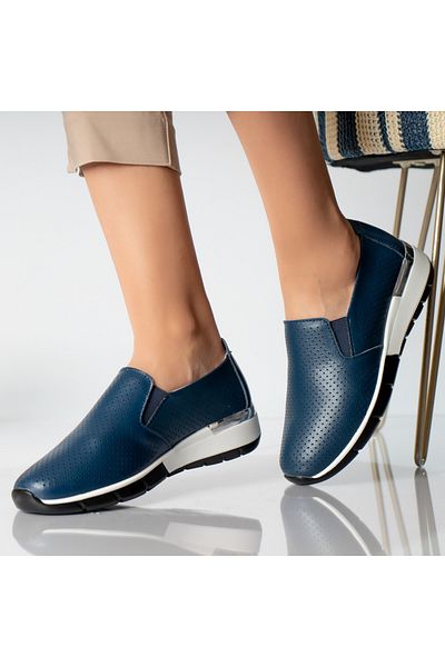 MODA STİL Women's casual navy blue shoes, natural leather, ninita, 39
