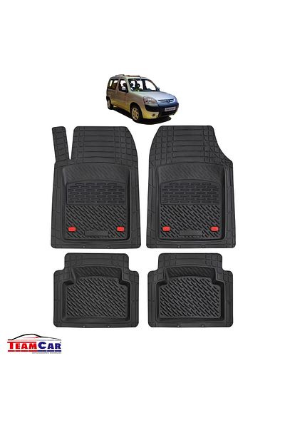 TEAMCAR Covorașe auto tip tavă compatibile cu Peugeot Partner I (1996-2008), negre, material rezistent