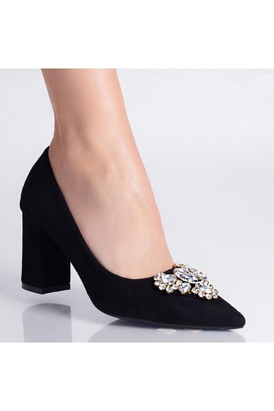 MODA STİL Women's Black Heeled Shoes Made of Eco-Suede Leather Raifa, 36