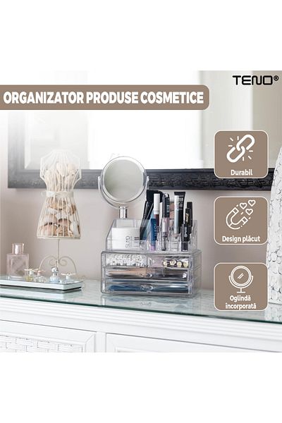 Teno Organizator Cutie Depozitare pentru Produse Cosmetice Teno®, bijuterii si alte obiecte, 24 x 35 cm
