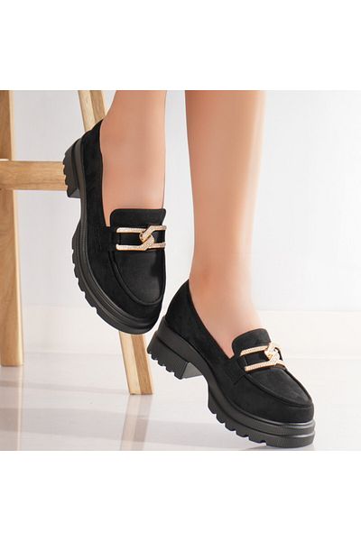 MODA STİL Women's Casual Black Shoes Made of Eco-Suede Leather Aidora, 37
