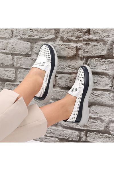 MODA STİL Women's Casual White Shoes Made of Araya Eco-Leather, 39