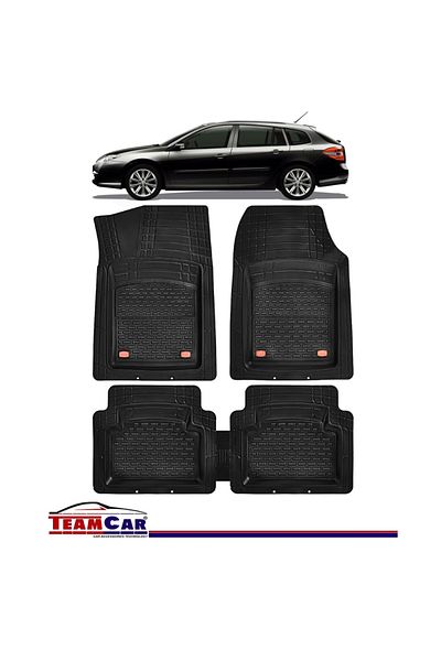 TEAMCAR ® Car Mats Tray Type Compatible Renault Laguna Iii (2007-2015) Black Durable Material
