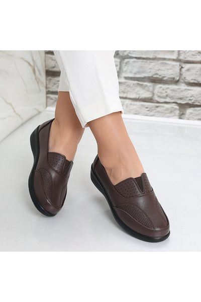 MODA STİL Women's Casual Shoes Brown Made of Risan Eco-Leather, 40