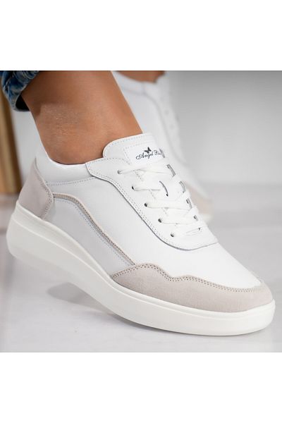 MODA STİL Women's White Sports Shoes Made of Genuine Leather Yalgo, 38