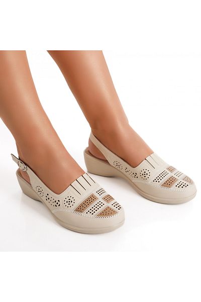 MODA STİL Women's Casual Shoes Beige Made of Nelpa Ecological Leather, 37