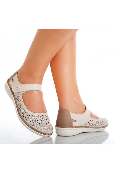 MODA STİL Women's Casual Shoes Beige Made of Careta Eco-Leather, 42