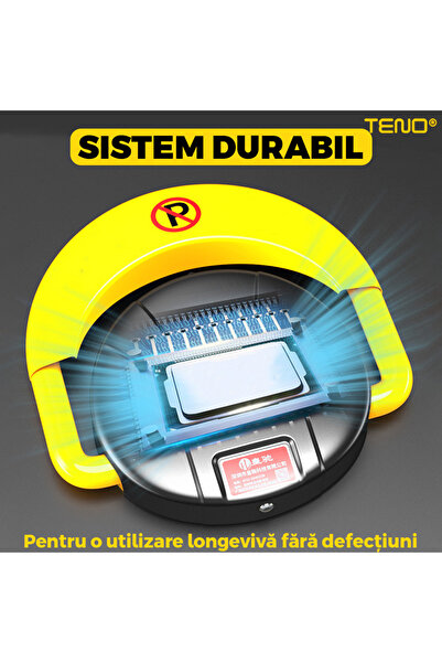 Teno Blocator Parcare Automat Teno®, greutate suportata 2 tone, alimentare pe baterii, negru/galben