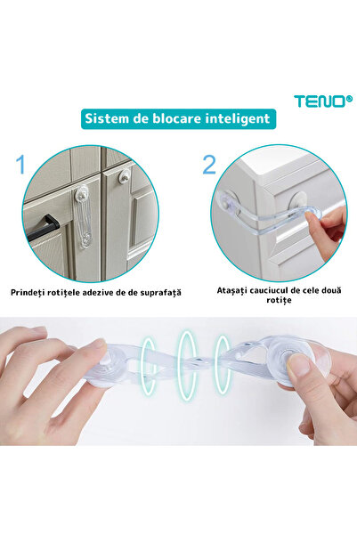 Teno Set of 7 x Teno® Child Door Safety, anti-accidental opening, transparent