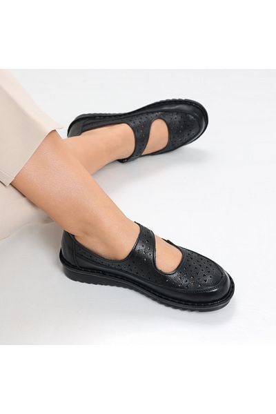 MODA STİL Women's casual shoes in black Banva ecological leather, 41