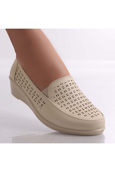 MODA STİL Women's Beige Shoes Made of Belica Ecological Leather, 41