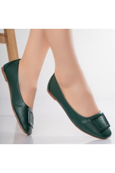 MODA STİL Women's Green Ballerinas Made of Iumna Ecological Leather, 35