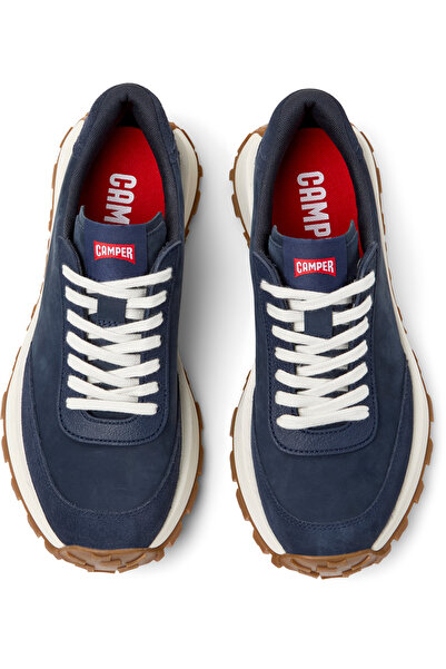CAMPER Men's Blue Genuine Leather Running Sneaker with Hook And Loop, Comfort Sole DriftTrail