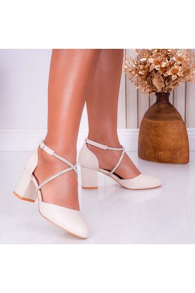 MODA STİL Women's Beige Shoes Made of Rimara Eco-Leather, 35