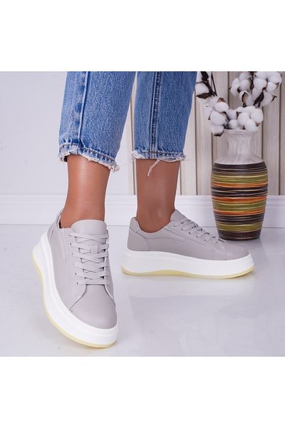 MODA STİL Women's casual shoes, Grey, made of natural leather, Ema, 39