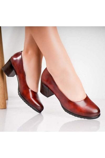 MODA STİL Women's shoes with a Bordeaux heel made of Selya Eco-leather, 36