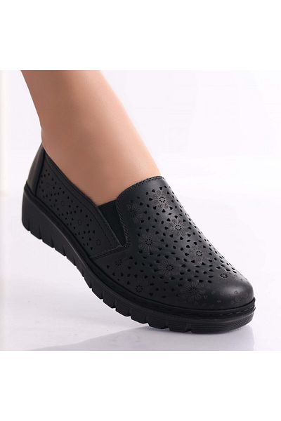 MODA STİL Women's Casual Black Shoes Made of Atsoi Ecological Leather, 38
