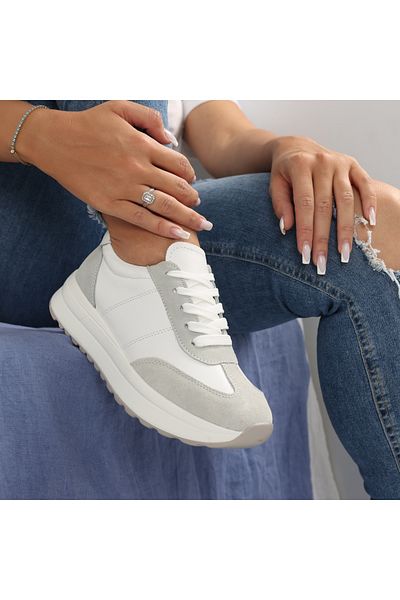 MODA STİL Women's casual shoes White made of natural leather Bella, 37