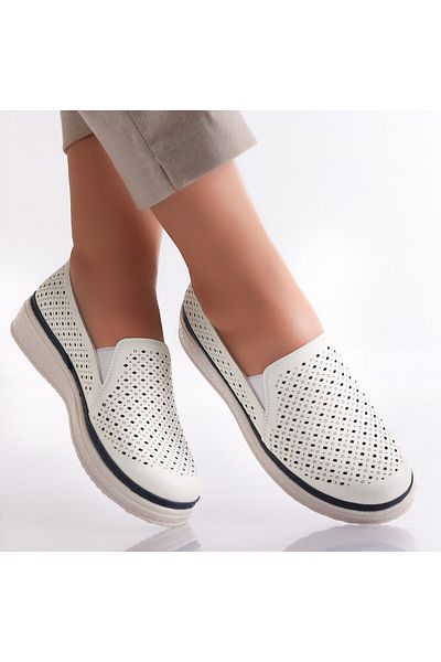 MODA STİL Ismar Women's Casual White Shoes Made of Ecological Leather, 40