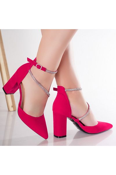 MODA STİL Women's Fuchsia Shoes Made of Eco-Suede Leather Adiba, 37
