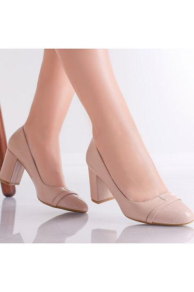 MODA STİL Women's Beige Heeled Shoes Made of Eco-Leather Acosta, 37