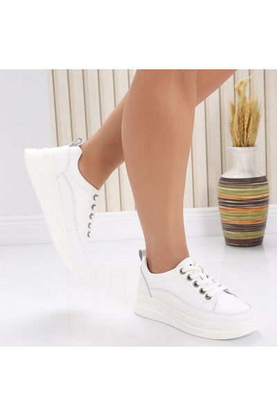 MODA STİL Women's casual shoes White made of natural leather Hory, 38
