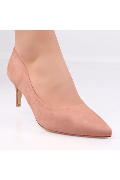 MODA STİL Nude Women's Shoes Made of Agaia Suede Leather, 40