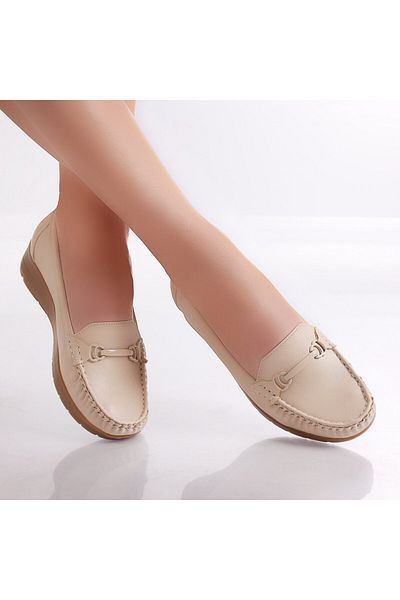 MODA STİL Women's Casual Beige Shoes Made of Eco-Leather Enasa, 36