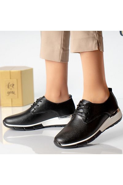MODA STİL Women's casual shoes, black, genuine leather, 40