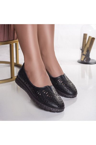 MODA STİL Women's casual black shoes made of genuine leather opilo, 40