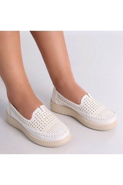 MODA STİL Women's Casual White Shoes Made of Organic Leather Garena, 38