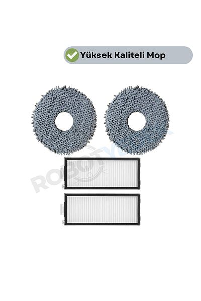 robotyedek Roborock Saros Z70 Compatible Mop and Hepa Filter-4 Pieces