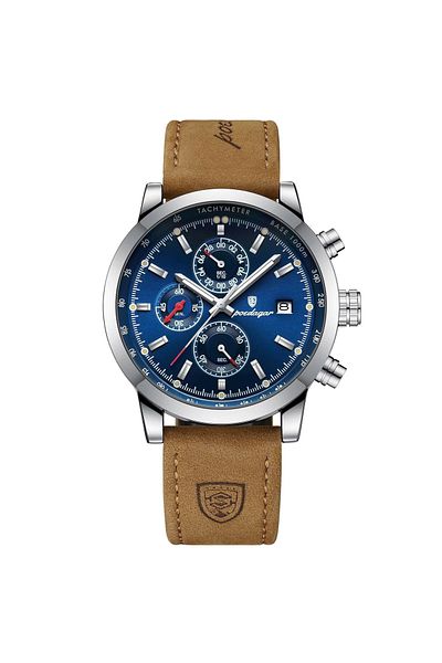 delis Men's watch Poedagar CS1849, natural leather, brown, blue dial