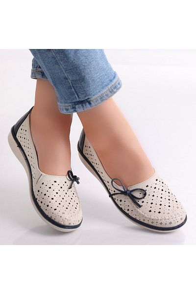 MODA STİL Women's casual shoes Beige/Blue made of Norte Eco-leather, 41