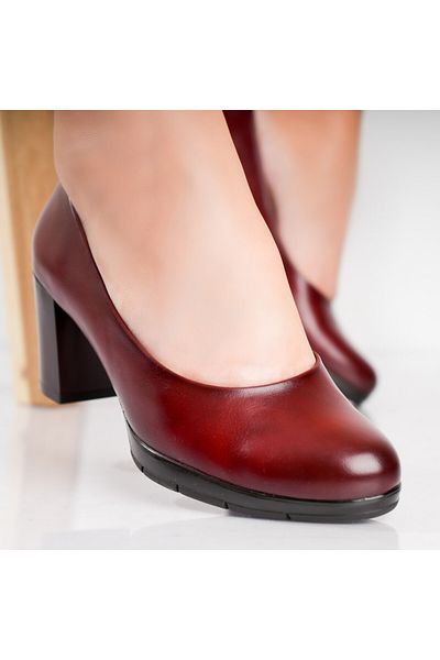 MODA STİL Women's shoes with a Bordeaux heel made of Lujain Eco-leather, 38