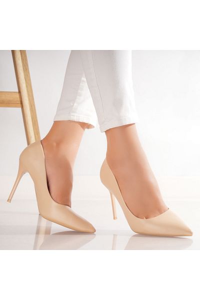 MODA STİL Women's Beige Heeled Shoes Made of Ecological Leather Voca, 37