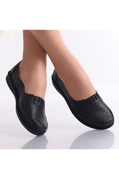 MODA STİL Women's Casual Black Shoes Made of Aluran Eco-Leather, 39