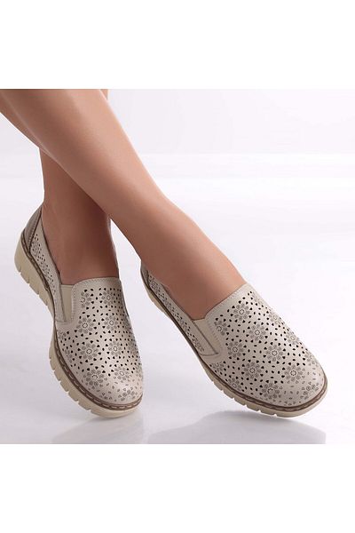 MODA STİL Women's casual shoes Beige made of Atsoi Eco-leather, 40